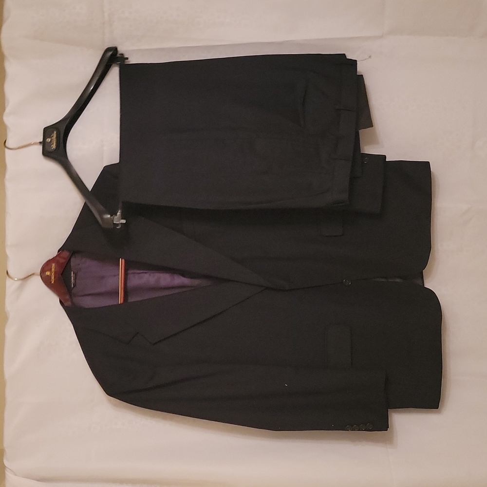 Mens Navy Blue Wool Suit